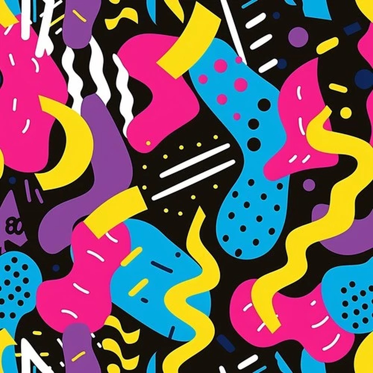 Geometric and Organic Shapes Printed Cotton Fabric By The Yard