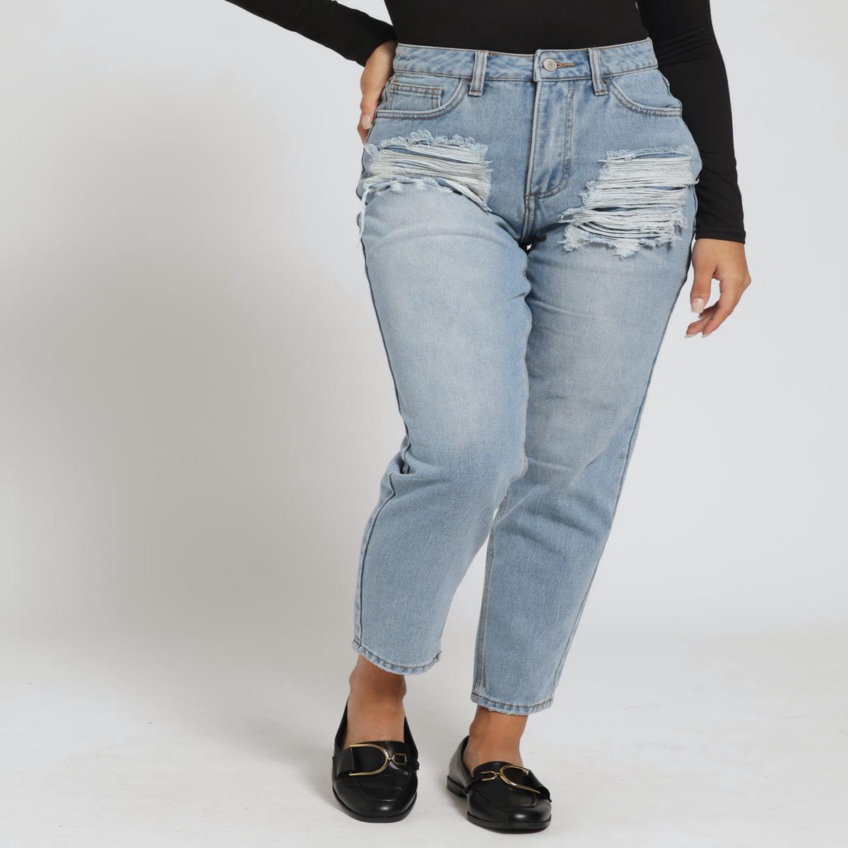 Ripped Pocket Mom Jean - Salty Mid Wash