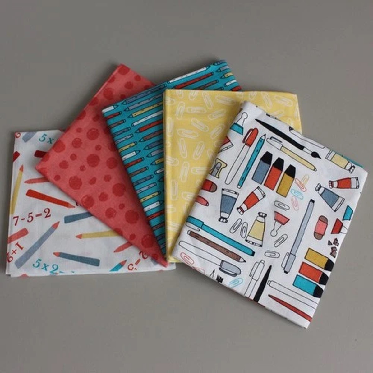 100% Cotton Back to School Fat Quarter Bundle School Stationery Themed Fabric