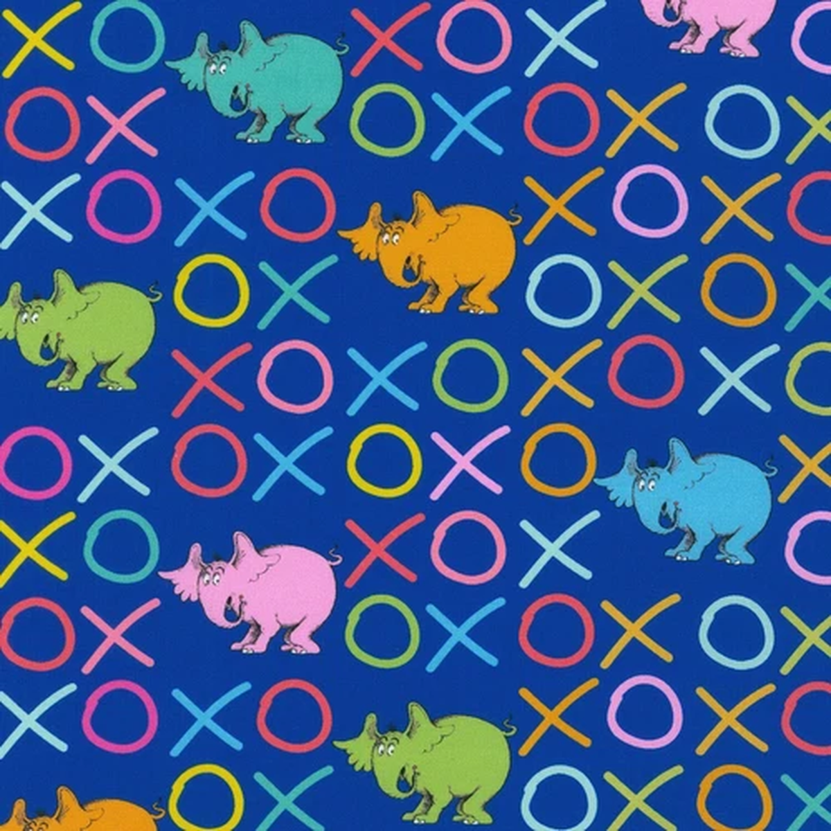 BHY Dr. Seuss Horton Kindness Elephant XOXO Royal Cotton Fabric ADE74728-11