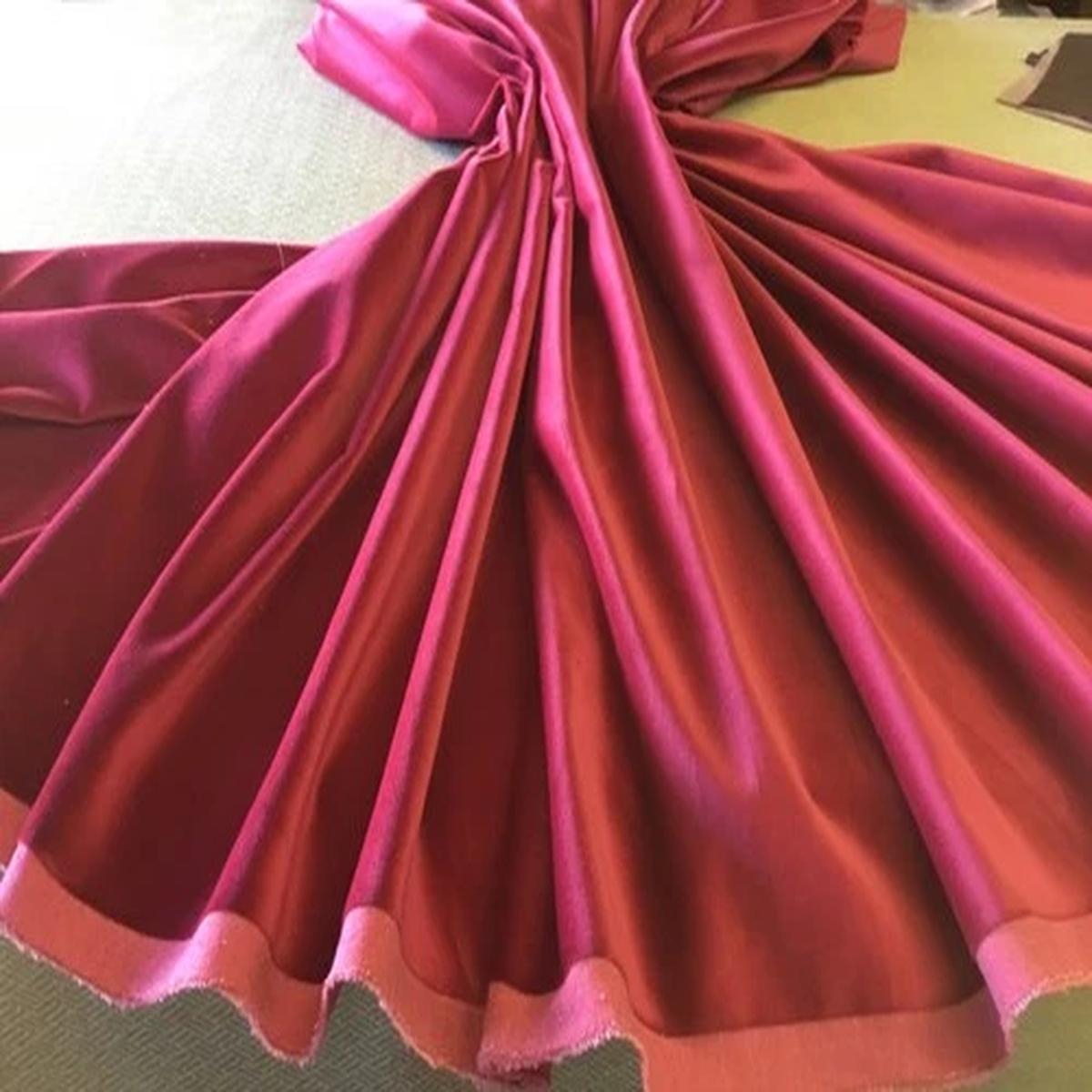 Marks & Spencer cotton velvet fabric remnant 120 cm RUBY
