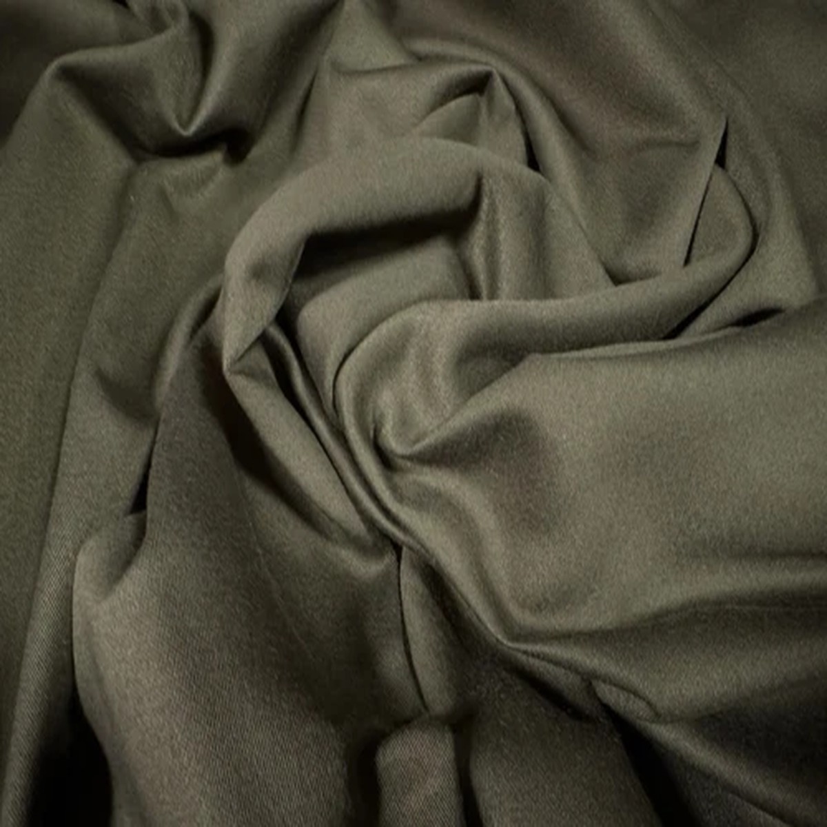 Sateen Woven Suiting Fabric, Per Metre - Plain - Olive Drab