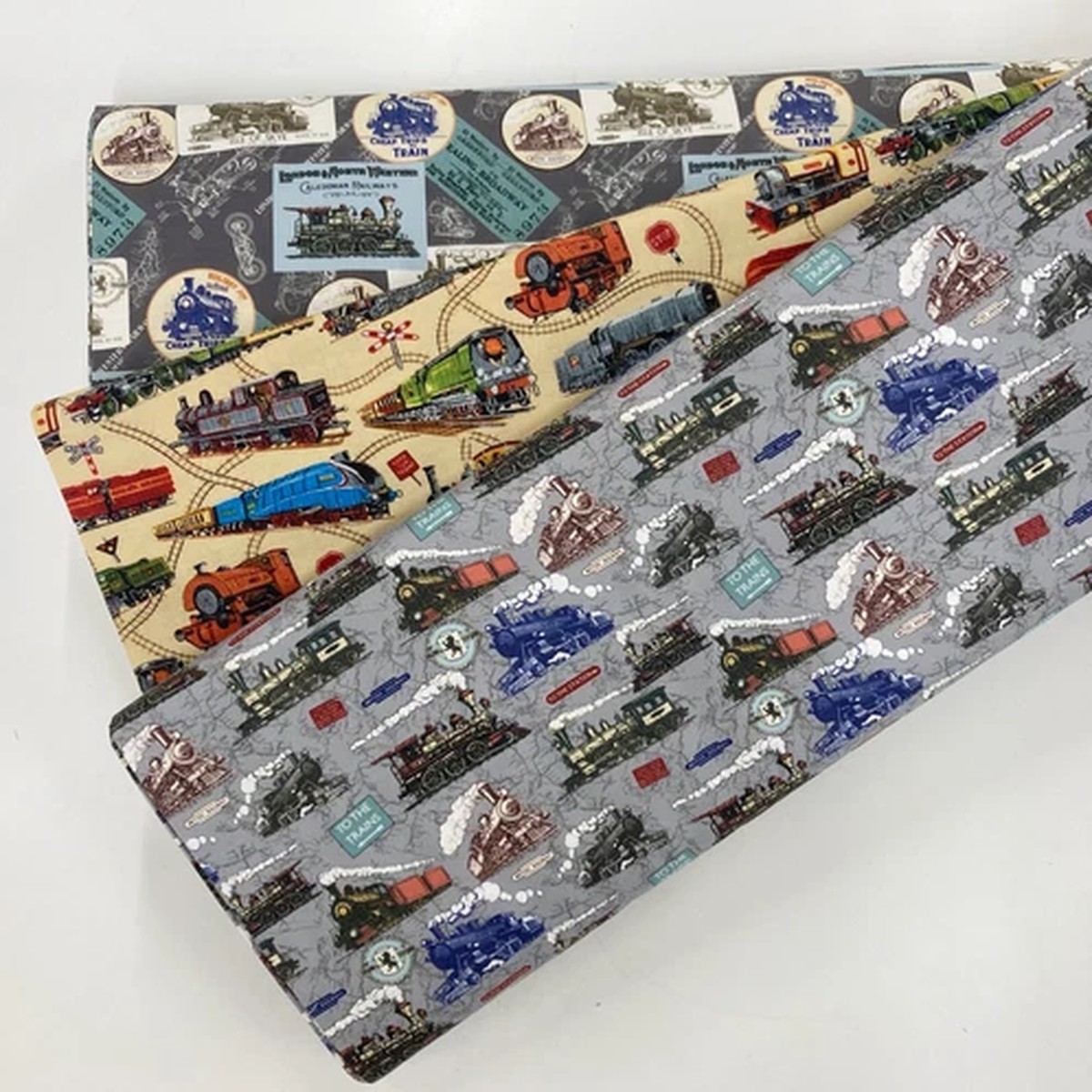 Train Fabric Quilting Cotton Locomotion Steam Engine Travel Patchwork Quality