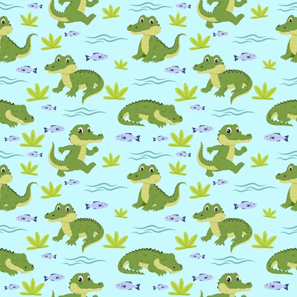 1 NEW Fat Quarter Happy Snappy Crocodiles! Sewing Animals Fabric: 100% Cotton