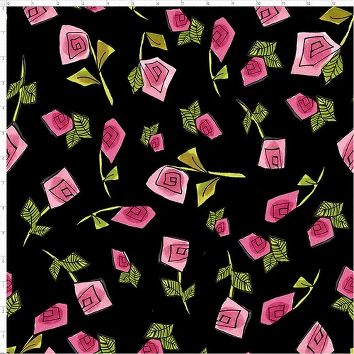 $8 Per Yard Loralie TRINITY ROSE Black Quilt Fabric #692-611