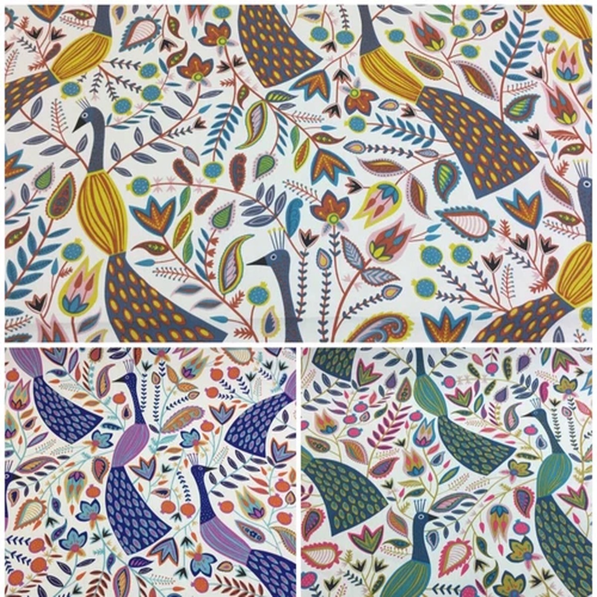 *NEW* Fryetts PEACOCK, Birds Cotton Print Fabric.Upholstery/Curtains/Crafts