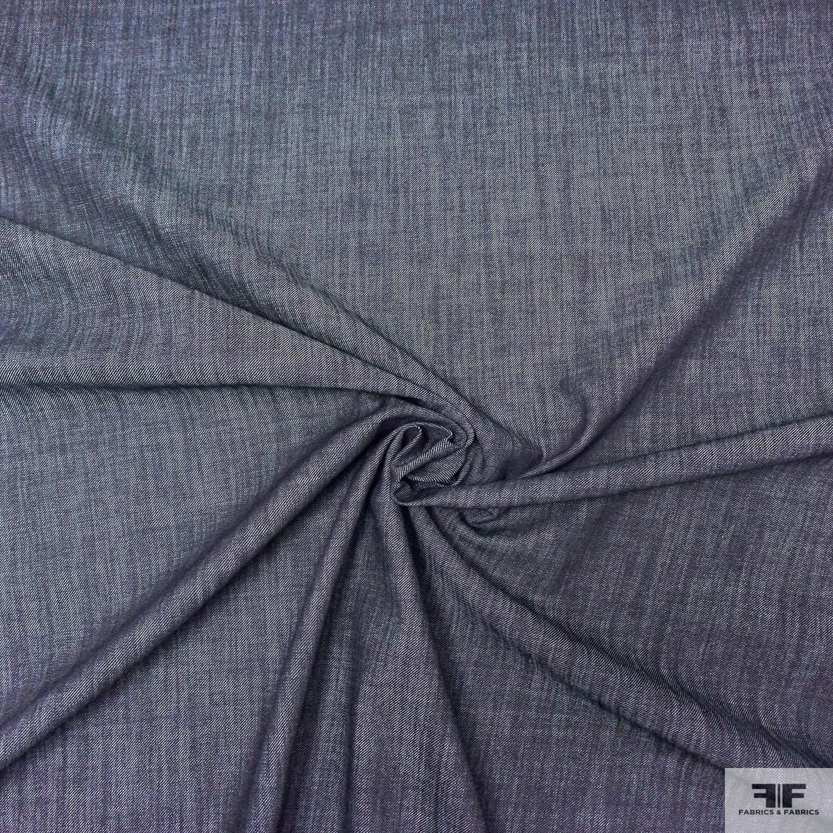 Made in USA Twill Weave Bottom-Weight Stretch Denim - Navy / White