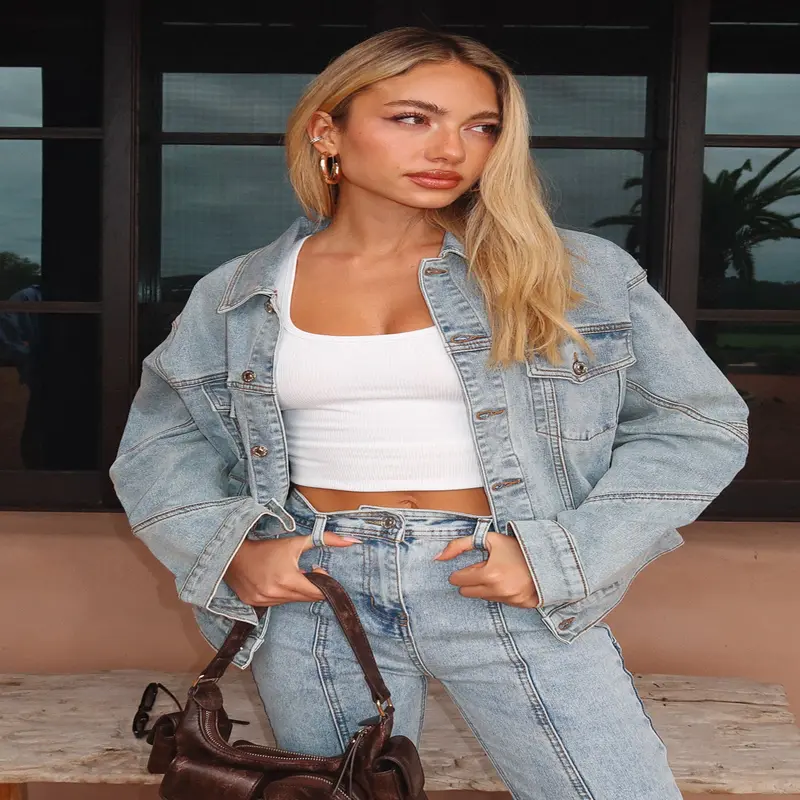 Zoe Oversized Denim Jacket Light Blue Acid