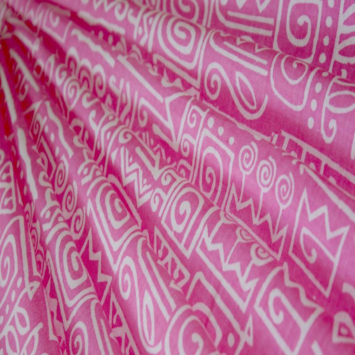Pink White Abstract Printed Pure Cotton Fabric