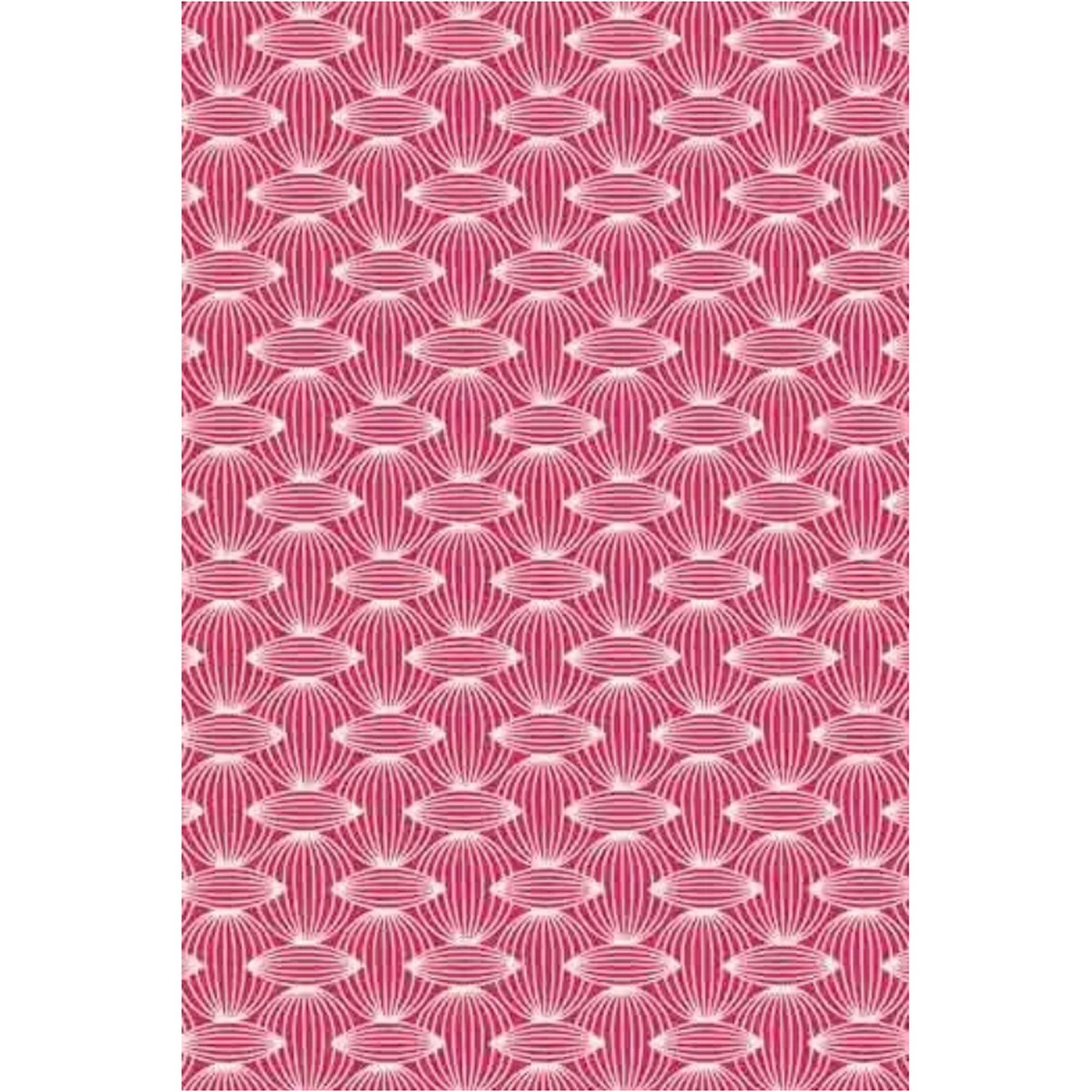 Sajou Oilcloth Fabric | Ecru Motif on Pink Base