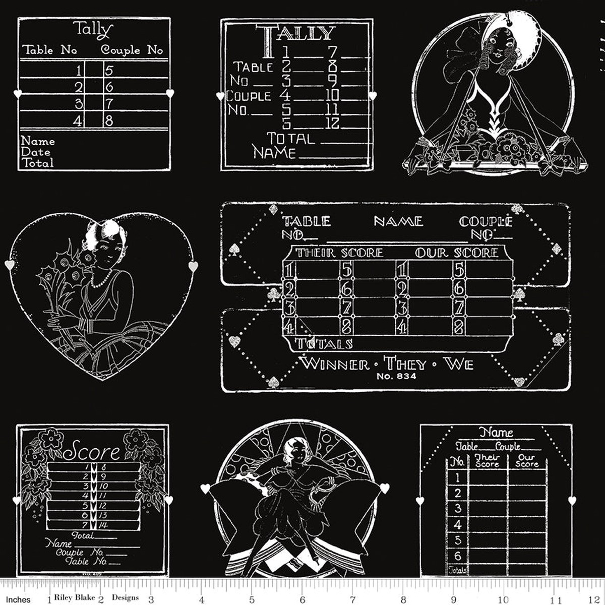 Take Heart ~ Tally Card Linework ~ C15384-BLACK ~ One Yard