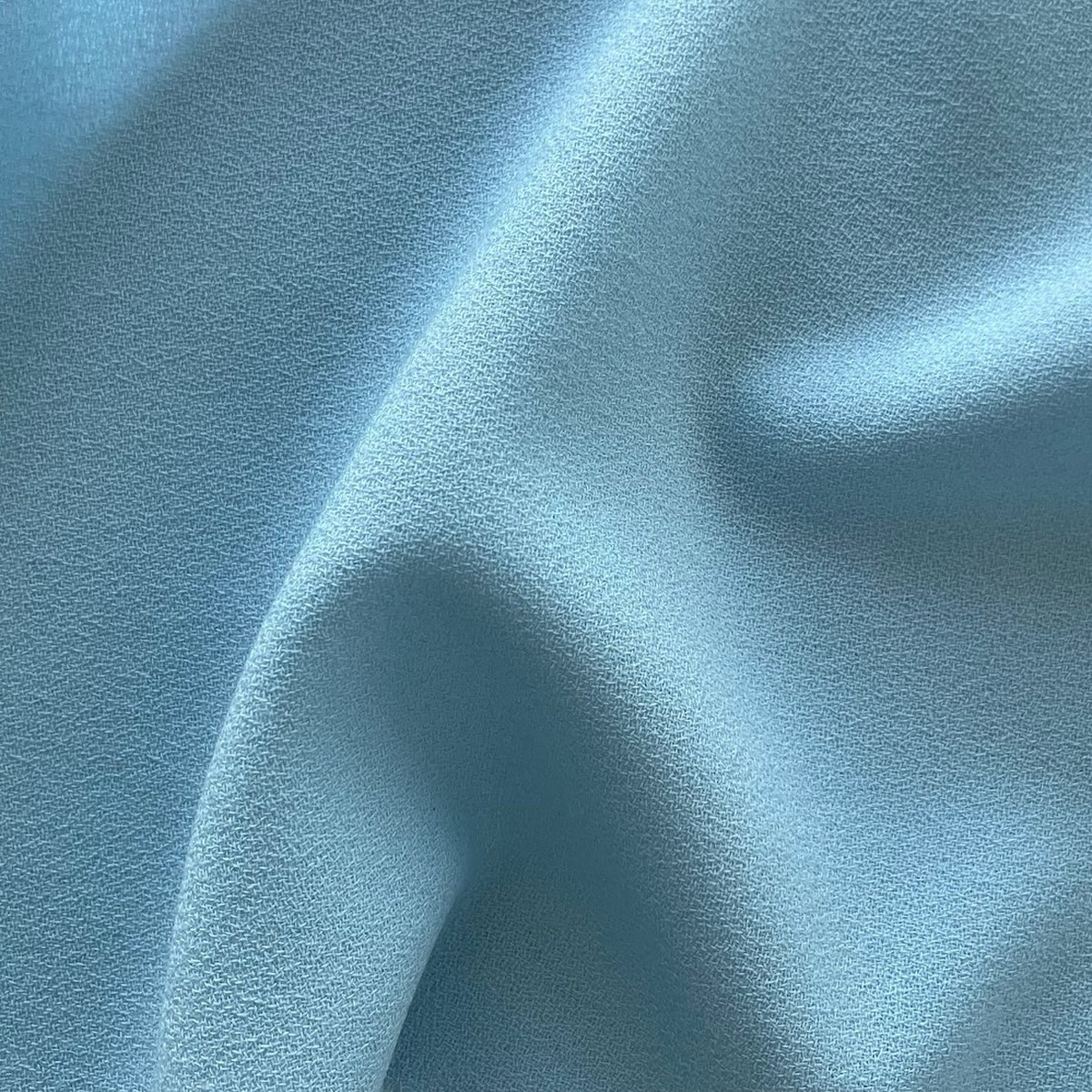 High-End April Sky Blue Selvedged Wool Crepe (Made in Italy)