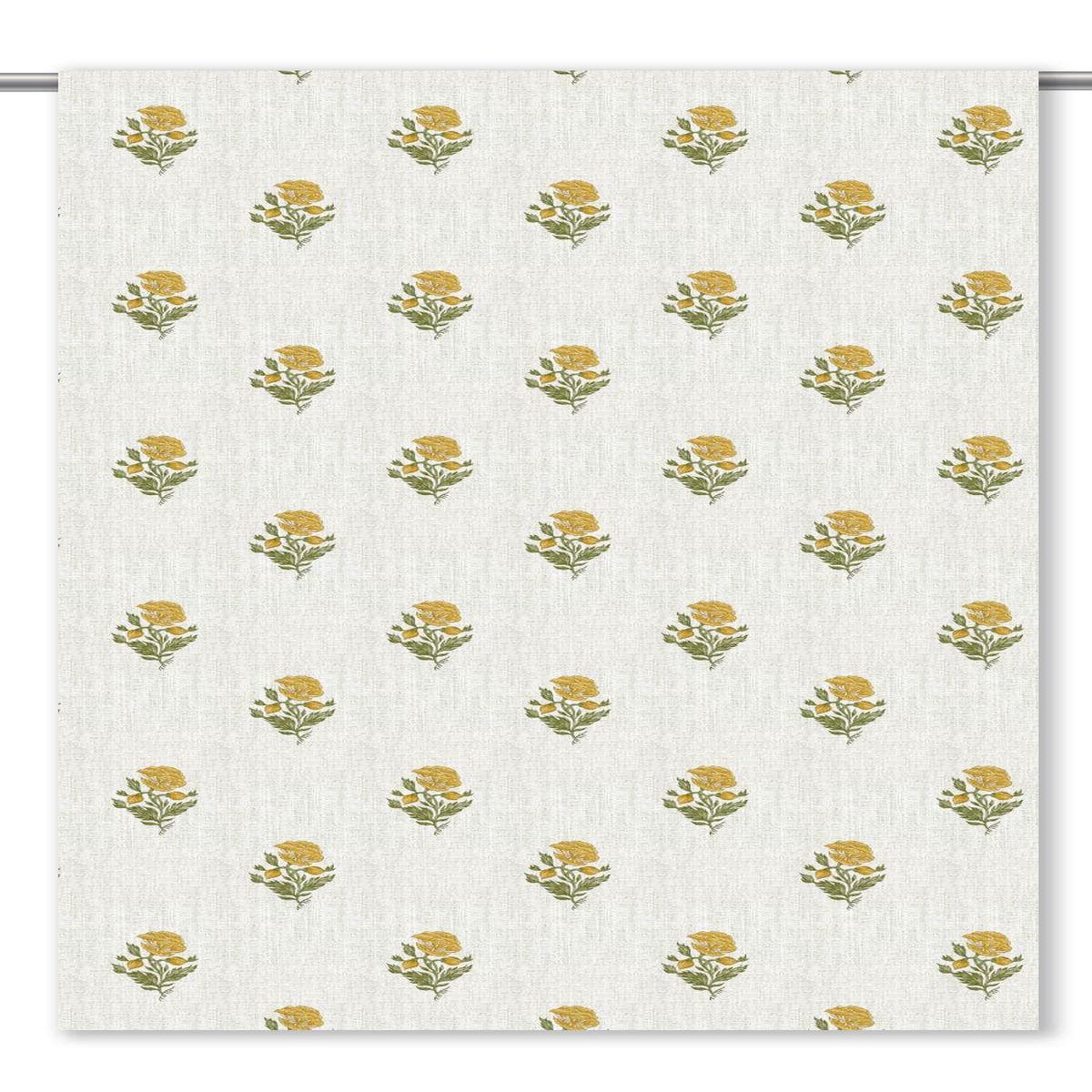 'Warm Stone' Fabric by the Yard (White/ Corn Yellow)