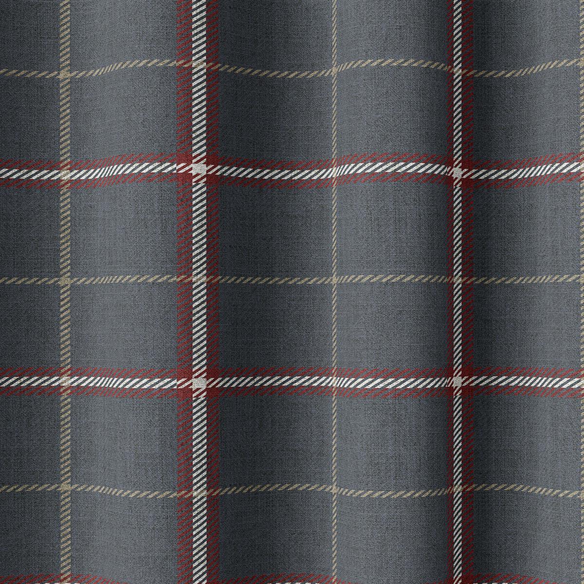 'Tundra' Fabric by the Yard (Slate Grey/ Red)