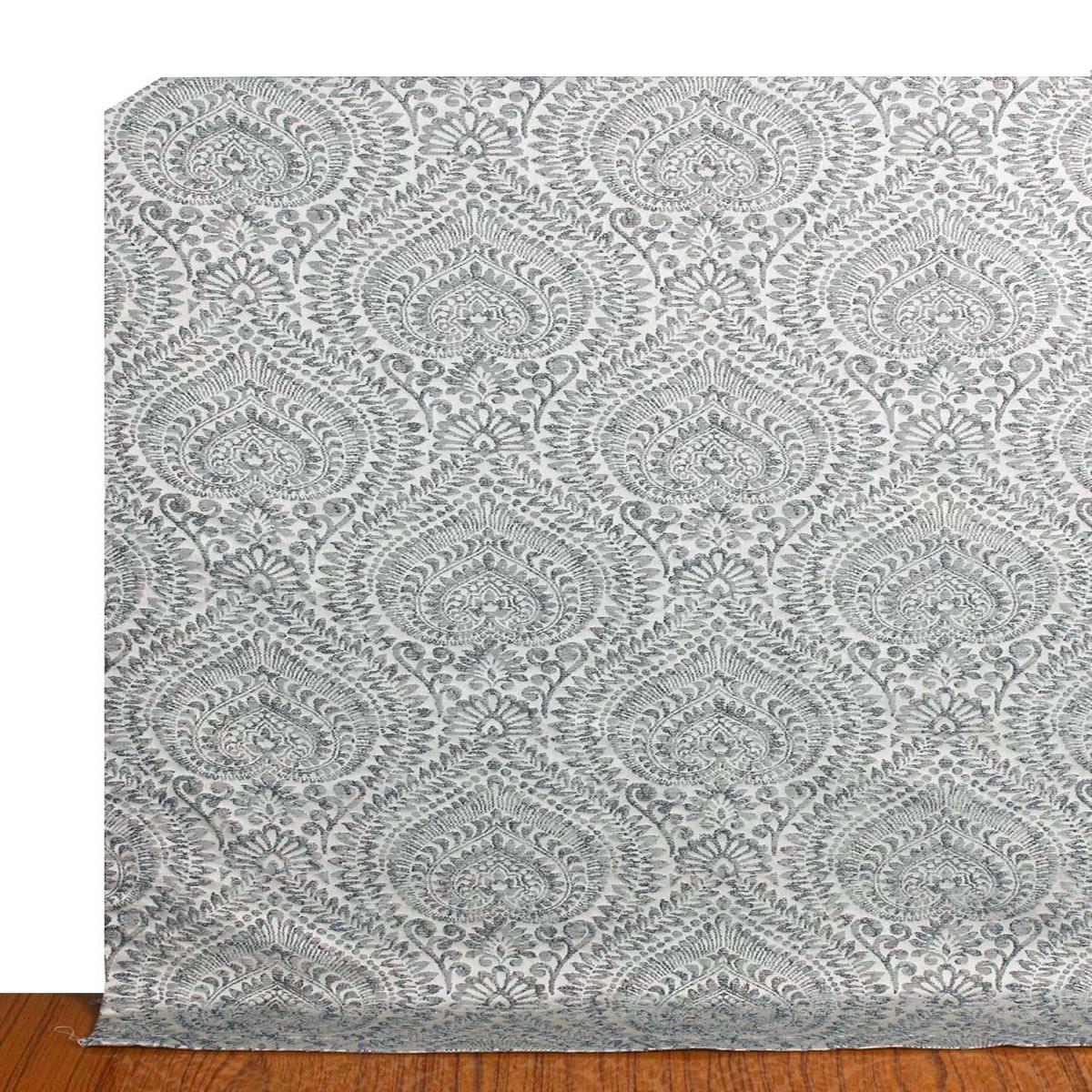'Wedgewood' Fabric by the Yard (Grey/ Deep Blue)